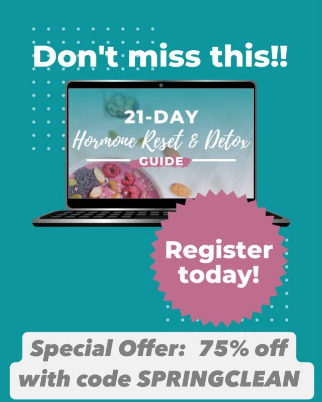 🌿Spring is here and it’s the perfect time to spring clean your health with a much-needed reset! 

🌿The 21 Day Hormone Reset & Detox is a program that helps you do just that - by giving the body the support it needs to balance hormones, boost, energy, reduced bloating, and kickstart fat loss….naturally!

🌿This self-paced program is designed to help you ditch the overwhelm and feel in control again with step-by-step guidance, meal plans, and encouragement.

🌿The plan is easy-to-implement and the program will give you the right tools and resources to become energized, excited and ready for summer!

🌿This Reset will nourish and energize you while supporting your body’s natural ability to balance hormones, so you can look and feel fantastic!​​​​​​​​​​​​​​​​
​​​​​​​​​​​​​​​​
🌿Giving your body 21 days to reset is the perfect way to support your hormones, energy, digestion, blood sugar balance and overall health.​​​​​​​​​​​​​​​​
​​​​​​​​​​​​​​​​
🙋🏼‍♀️I know this for a fact because I’ve used this program myself, and I’ve guided hundreds of clients through the program with great results!​​​​​​​​ 

‼️I’m so passionate about sharing this information and empowering women to take control of their hormone health, that I’m offering a 75% discount!​​​​​​
​​​​​​​​​​​​​​​​
👉🏼Click the link in my bio to learn more today! 

‼️Don’t miss one-time special pricing‼️

🌿Sign up today with the link in my bio 🌿
.​​​​​​​​​​​​​​​​
.​​​​​​​​​​​

#21dayreset #midlifewomen #menopause #perimenopause #hormonehealth #reset #springreset #womenshealth